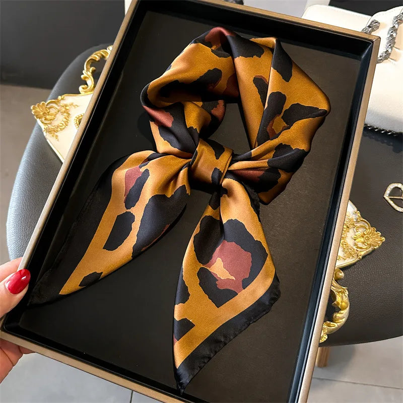 Soft Satin Hair Scarves Fashion Square Printed Headscarf