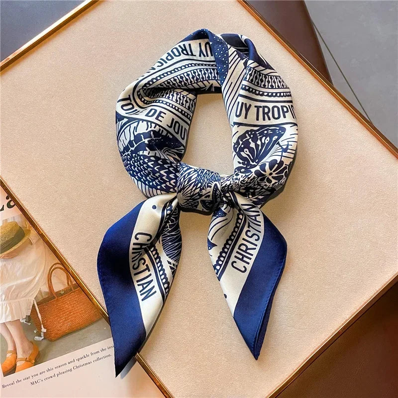 Soft Satin Hair Scarves Fashion Square Printed Headscarf