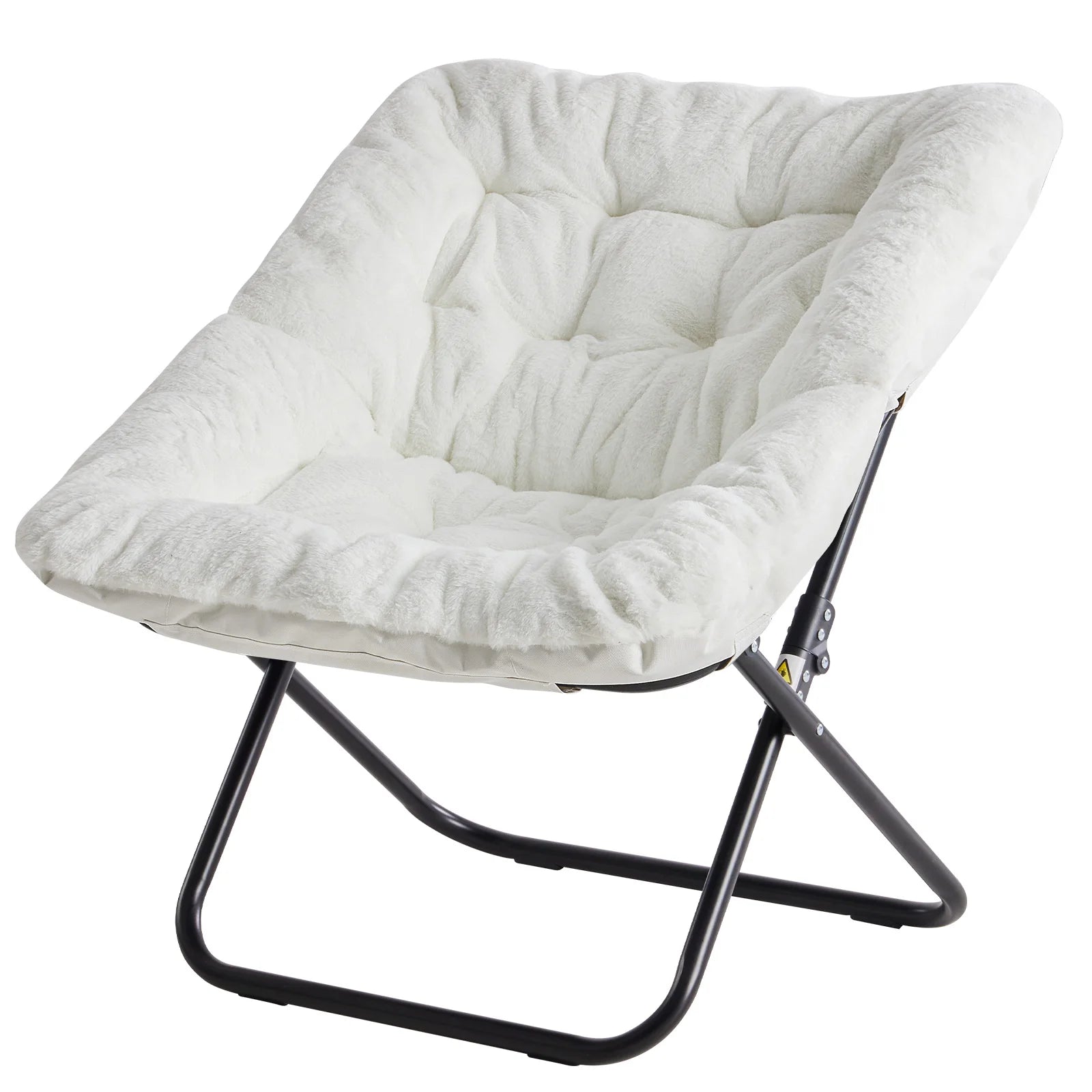 Cozy Saucer Chairs Soft Faux Fur Large Size Folding Lounge Living Room Padded Seat