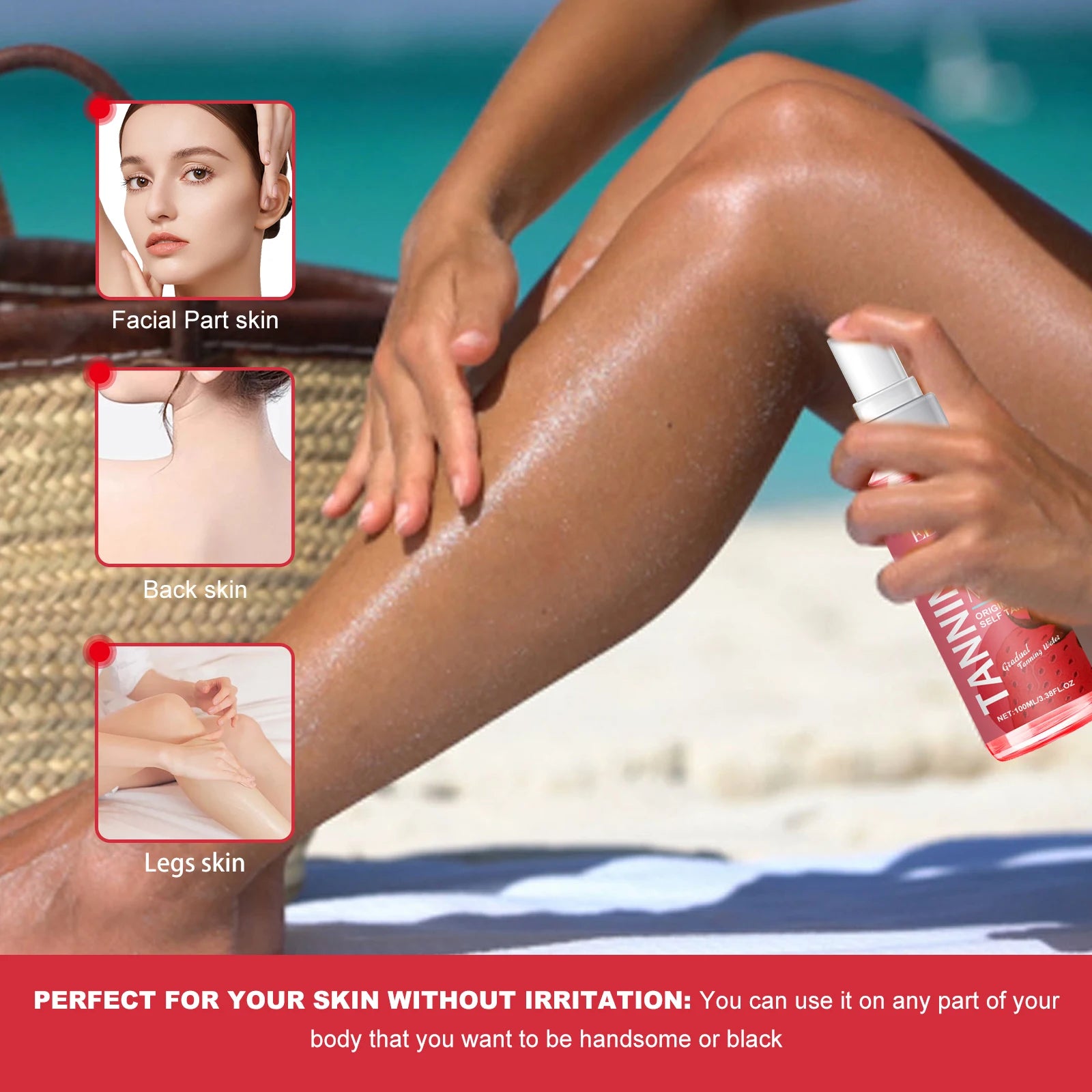 Tanning Oil Spray Darker Sun Tan Bronzer Skin Tanned Intensifier Natural Nourishing Moisturizing Self-Tanning Care