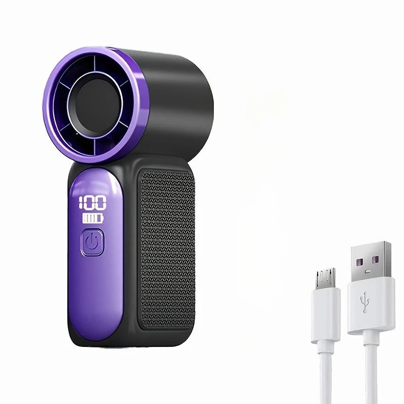 High-Speed Mini Handheld Small Fan, 100-Speed Small Wind Cannon USB Charging Battery Life Turbine