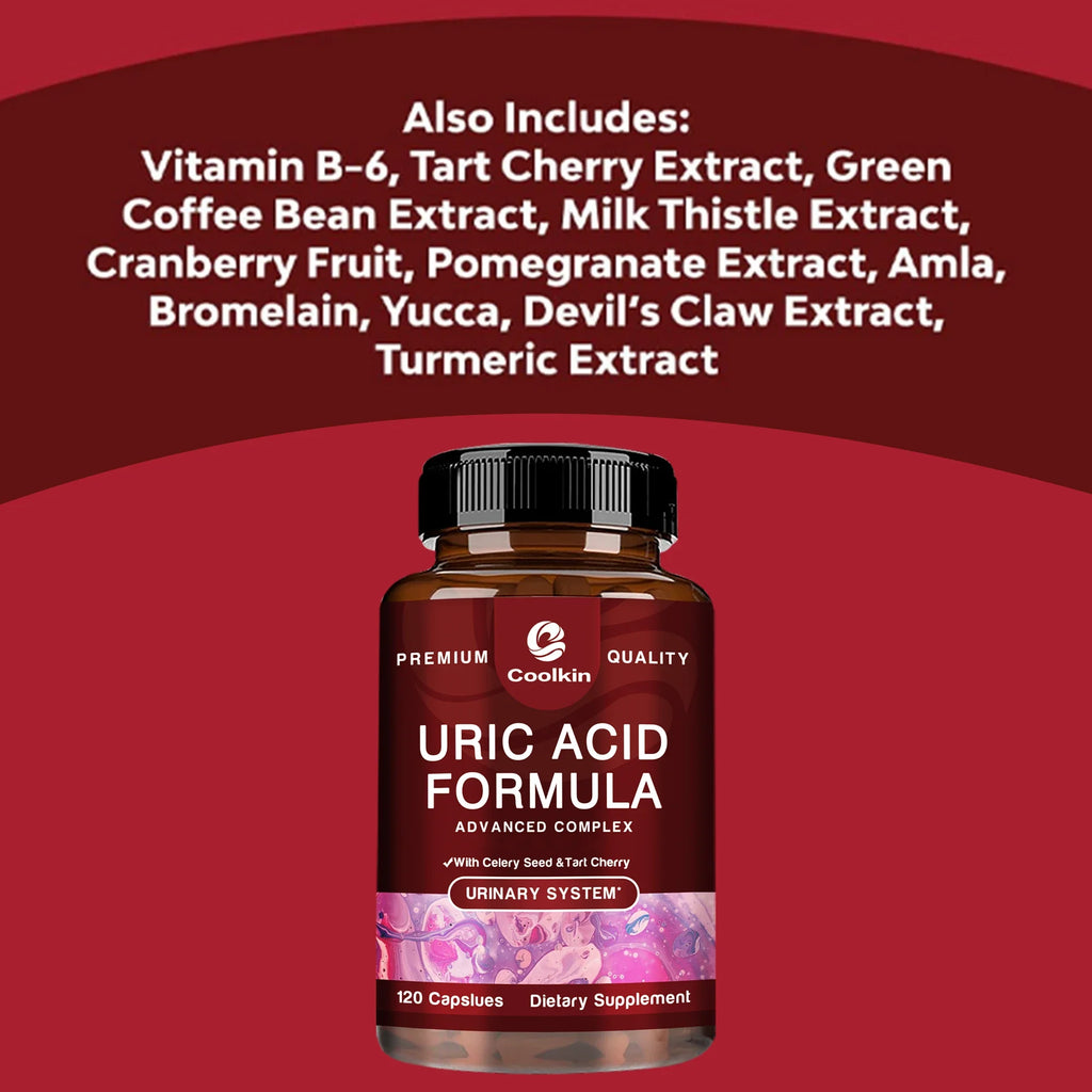 Uric Acid Cleanse Formula - with Celery Seed - Kidney Cleansing, Joint and Muscle Health - 120 Capsules
