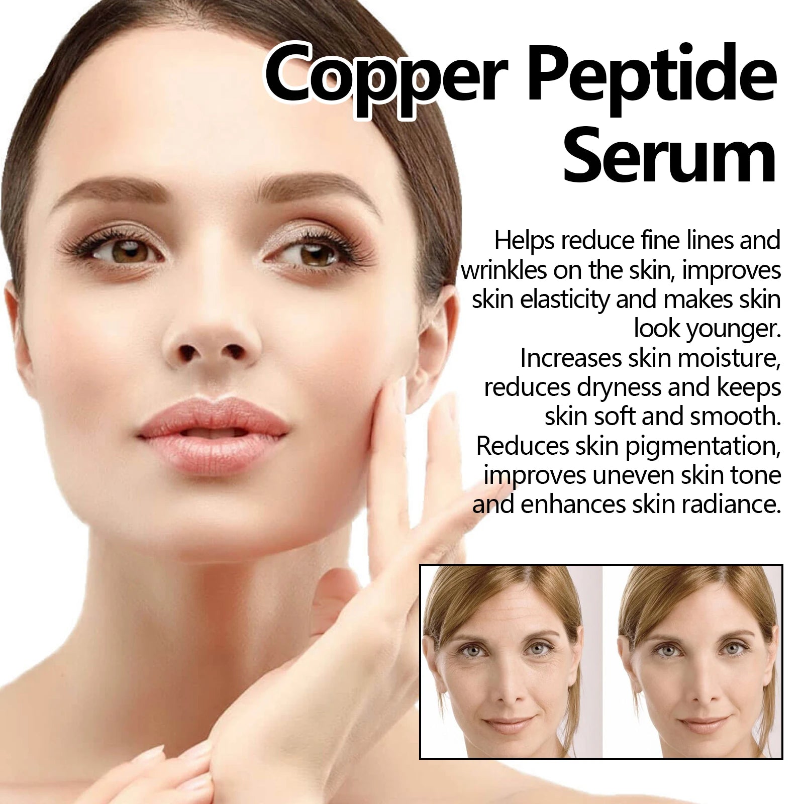 Copper Peptide Facial Serum Moisturizing Firming Face Skin Increase Elasticity Anti Wrinkle Lines