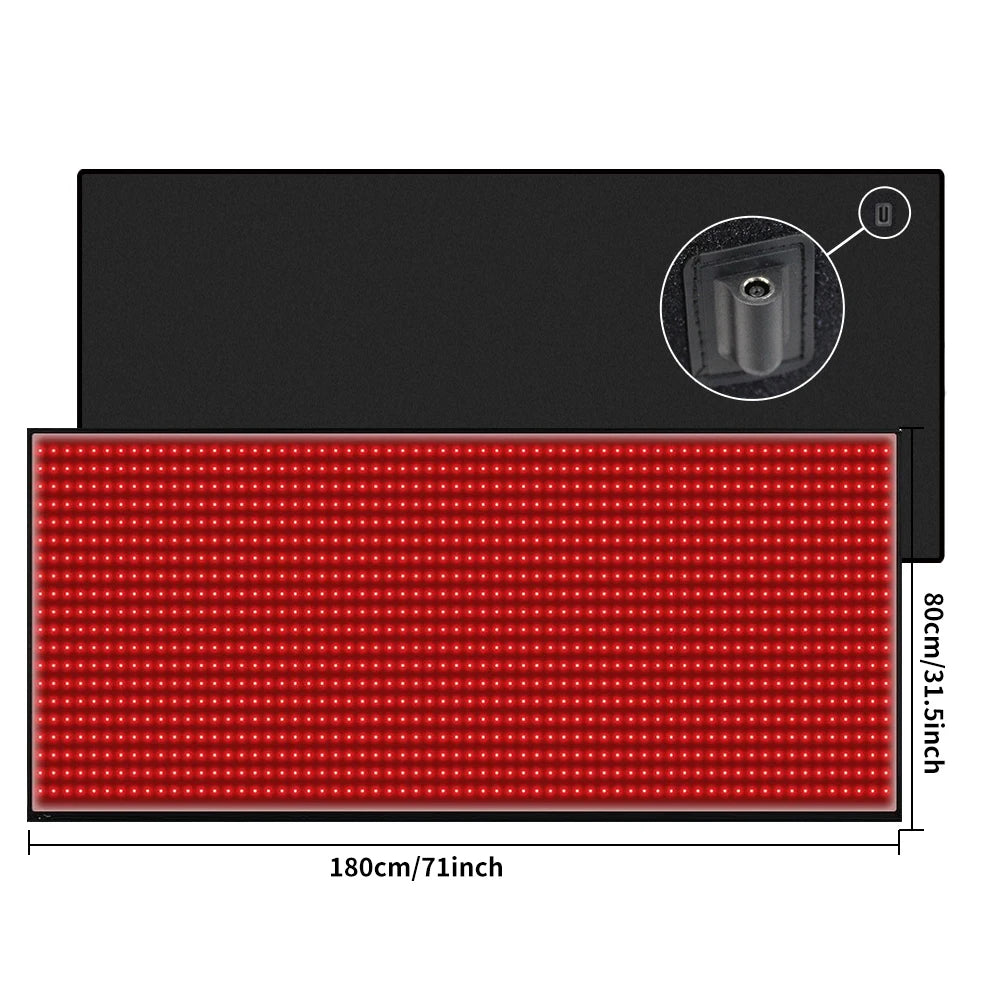 Full Body Red Light Mat 71x31inch Large Infrared LEDs Blanket 1280 660nm 850nm for Pain Relief Wellness