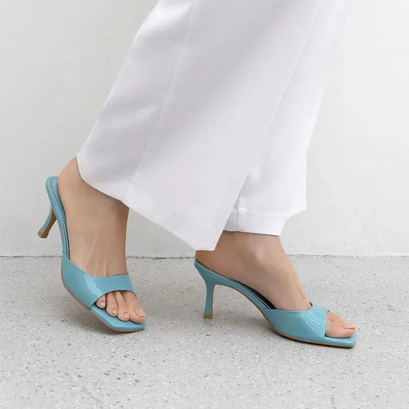 Women High Heel Sandals Summer New Fashion Square Toe Open Toe