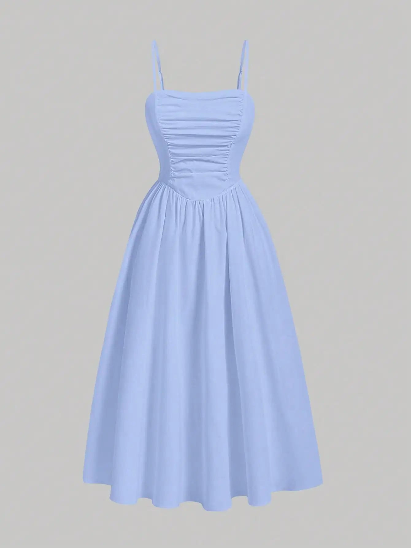 Elegant Floral Print Pleated Midi Slip Dress For Women Spring Summer