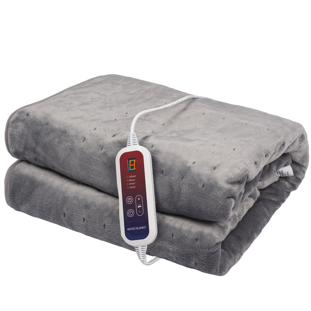 Heated Blanket Electric Throw Full Size, Electric Blanket with 6 Heating Levels and 1-12 Hours Timer Auto Off