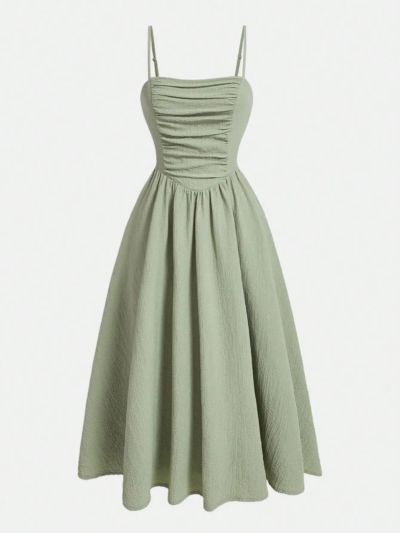 Elegant Floral Print Pleated Midi Slip Dress For Women Spring Summer