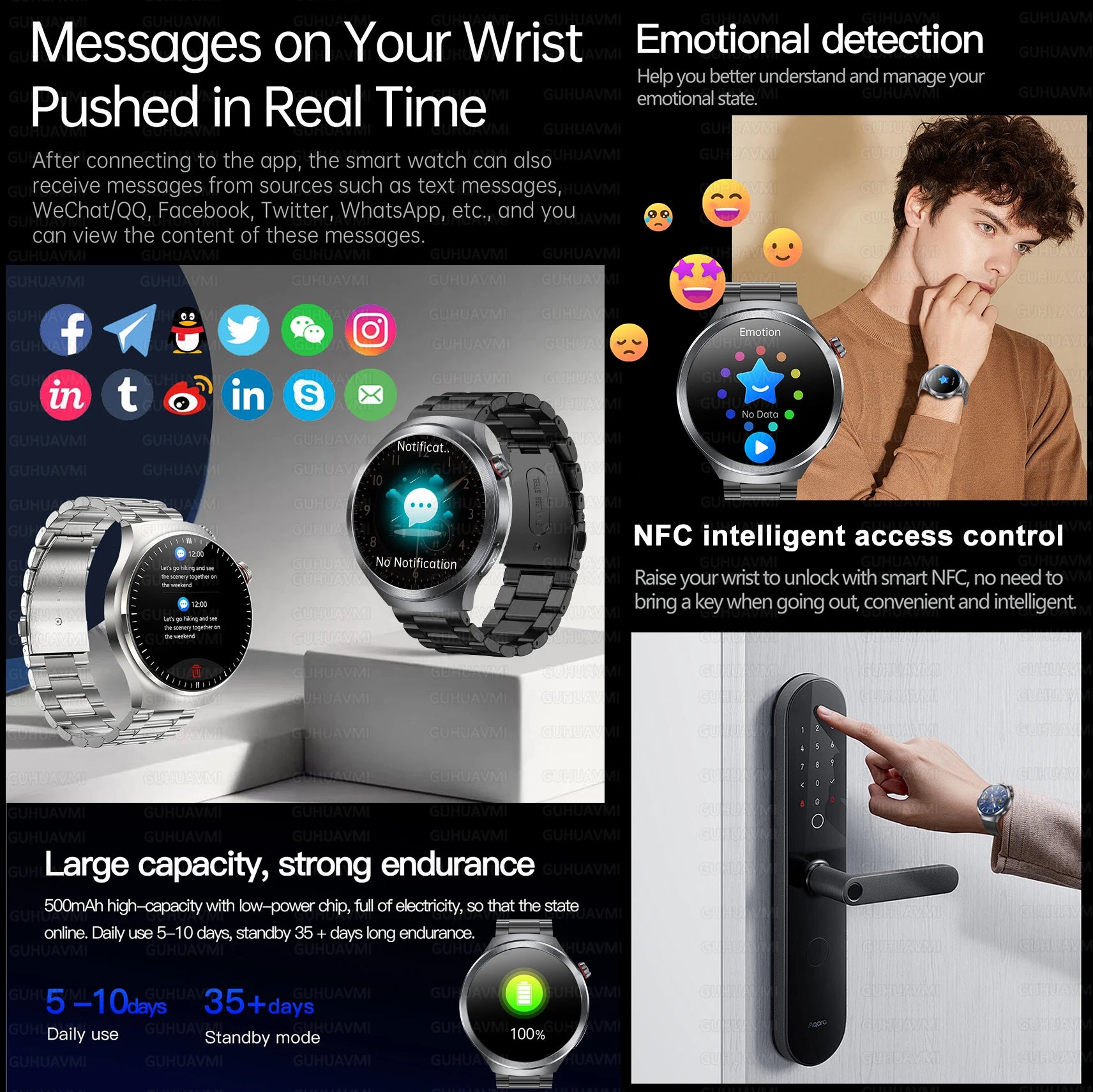 New For Health ECG+PPG Smart Watch Lipids Uric acid Blood Pressure Health 100+Sport HD Bluetooth