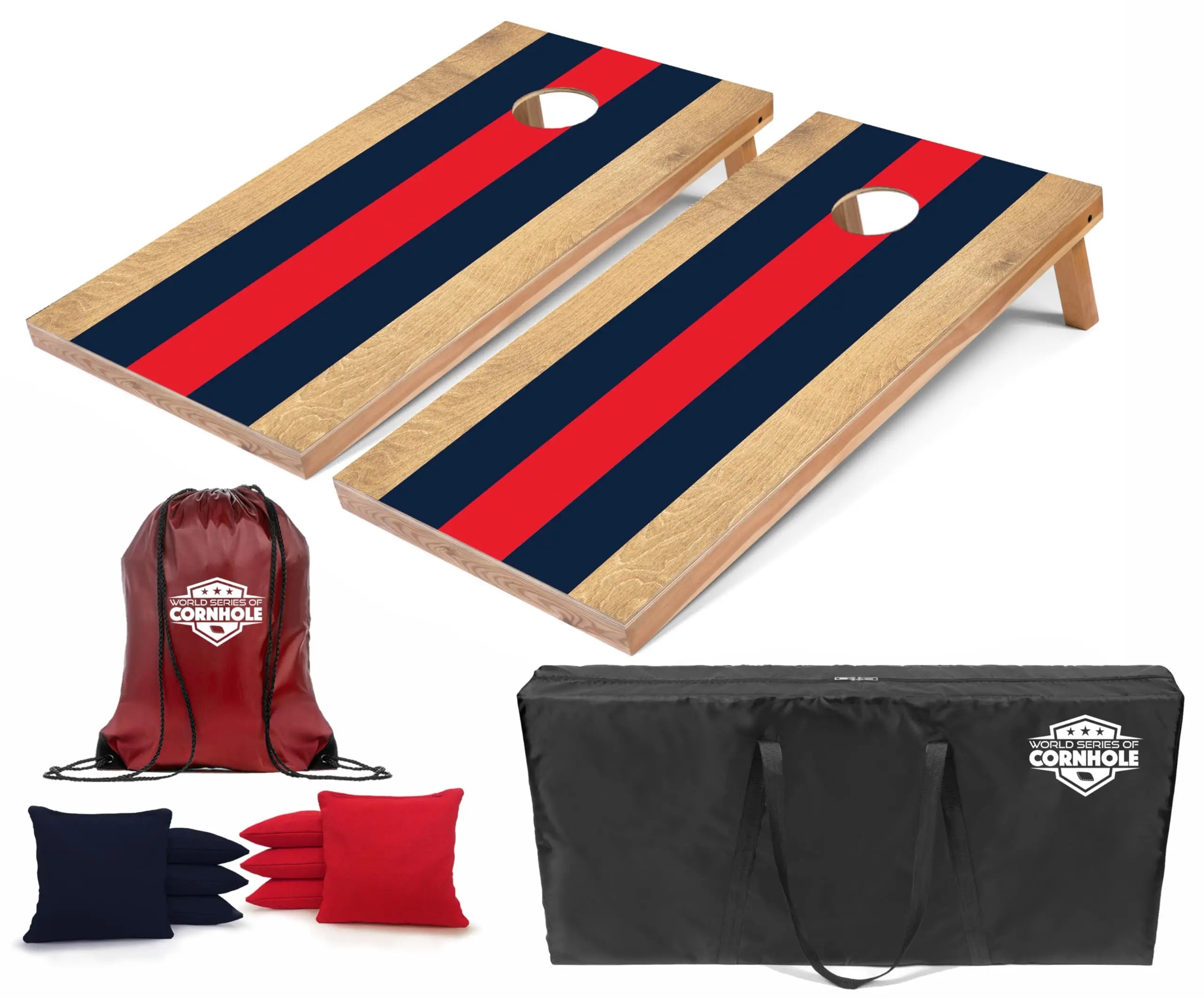 World Series of Cornhole Rustic Regulation Cornhole Boards Set –UV-Printed Wood Grain Design –4x2 ft All-Wood