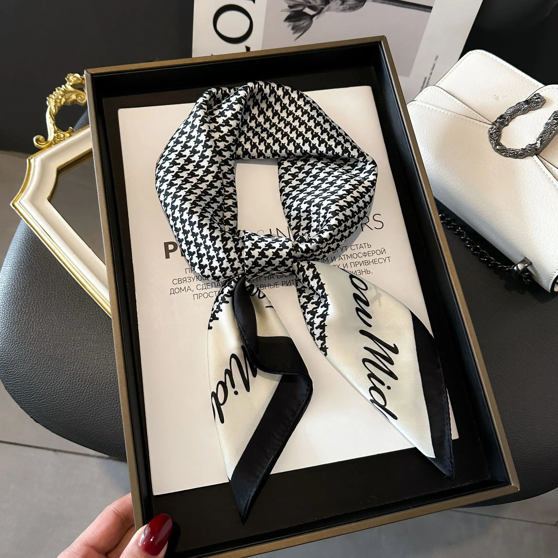 Soft Satin Hair Scarves Fashion Square Printed Headscarf