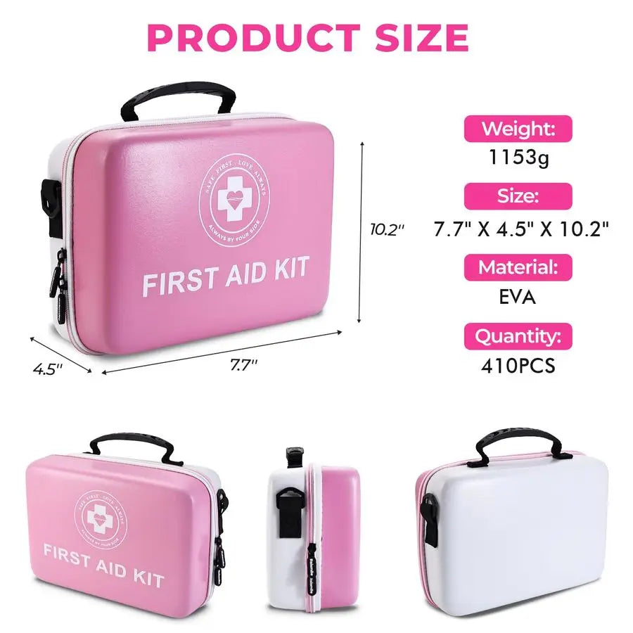 First Aid Kit 410 Piece Emergency Kit with Hard Shell