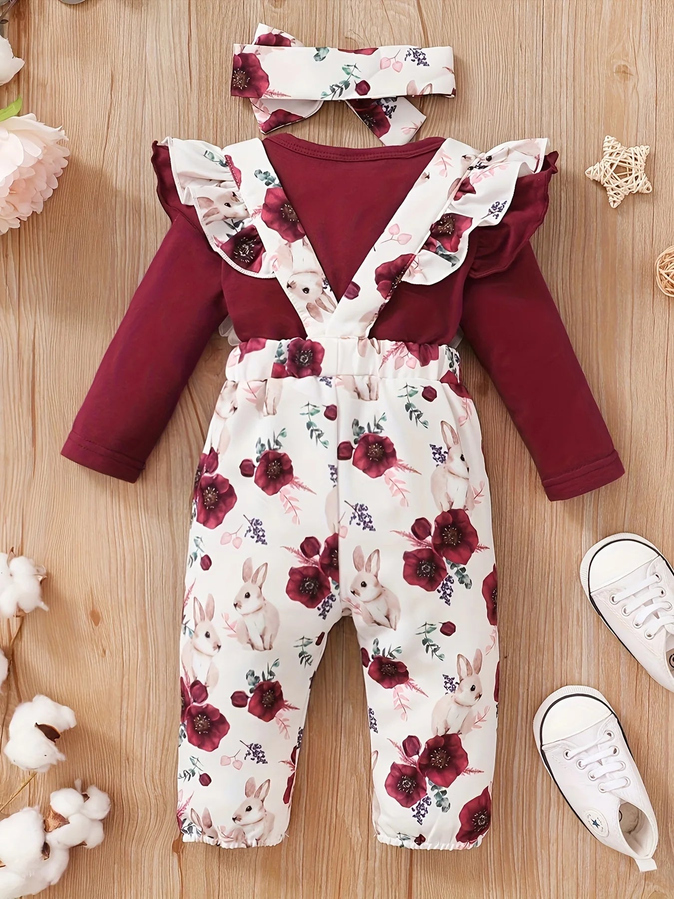 Toddler Baby Girl Outfits, Ruffle Long Sleeve Romper Suspender Pant Set Toddler Baby Girl Cute Outfits