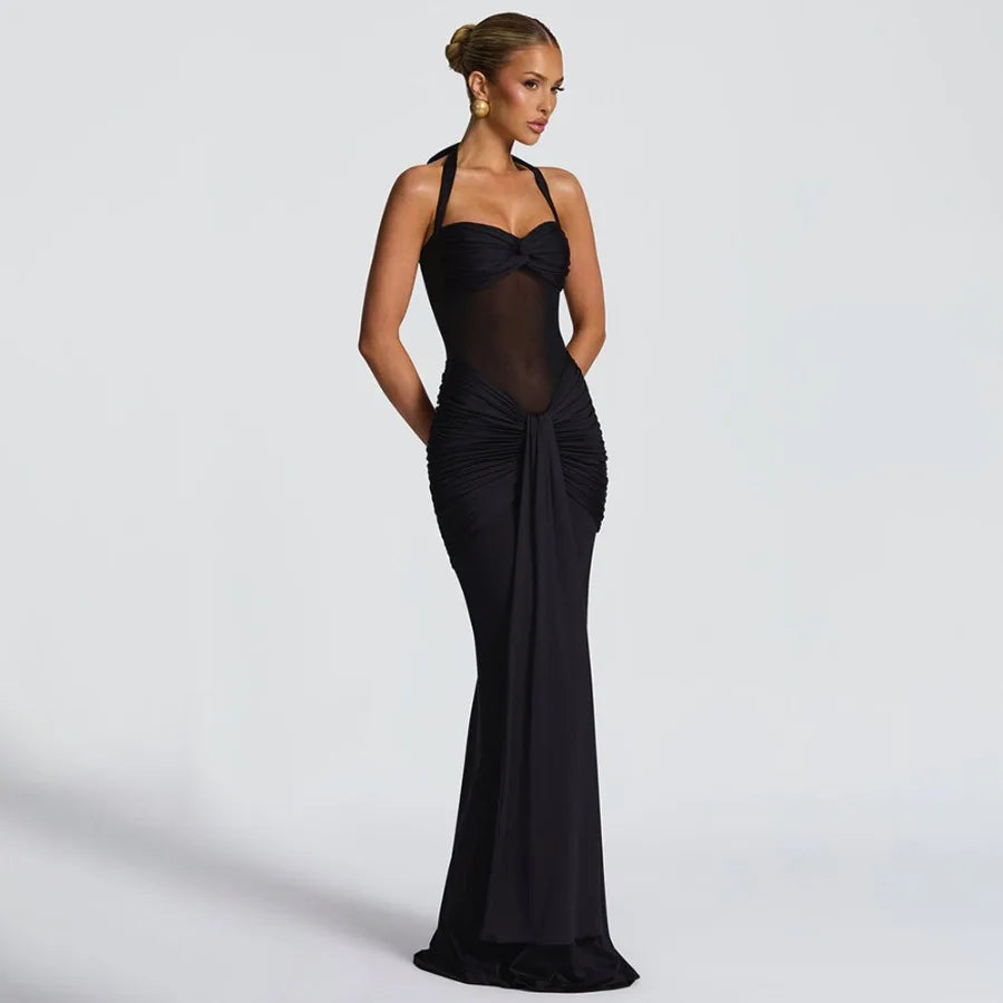 Europe and America 2026 new women's clothing temperament pleated streamer evening dress