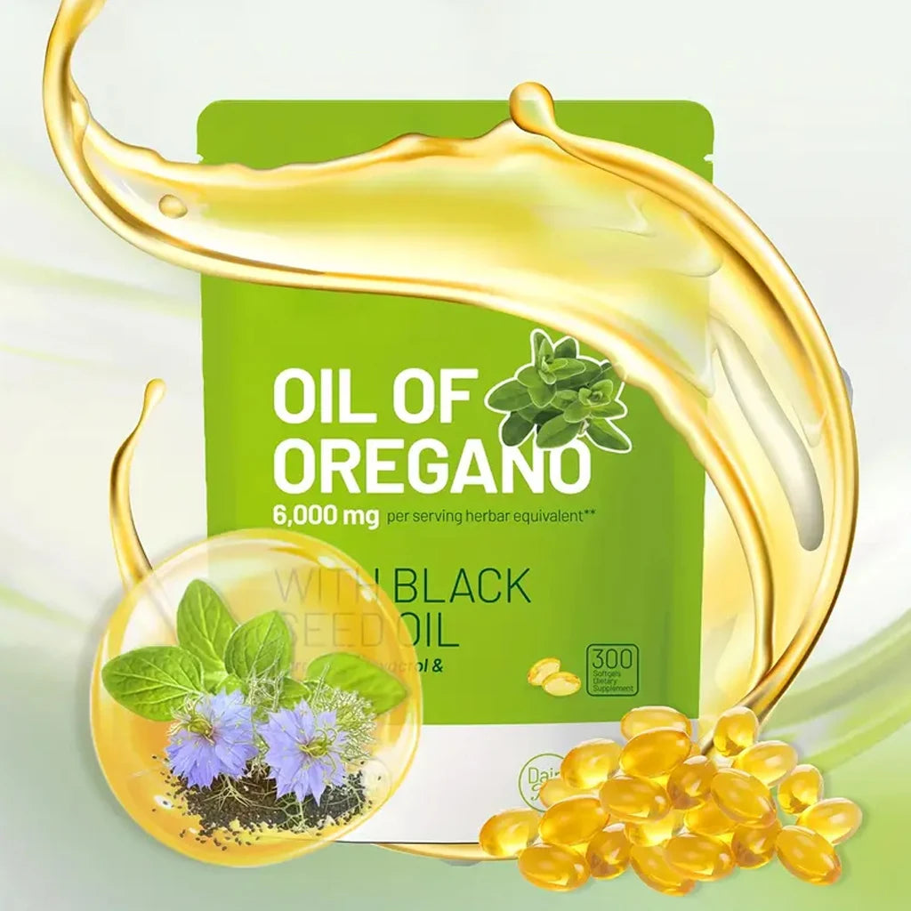 Oil Of Oregano with Black Seed Oil - Natural Antioxidants for Fitness Nutritional Support - Highly Effective