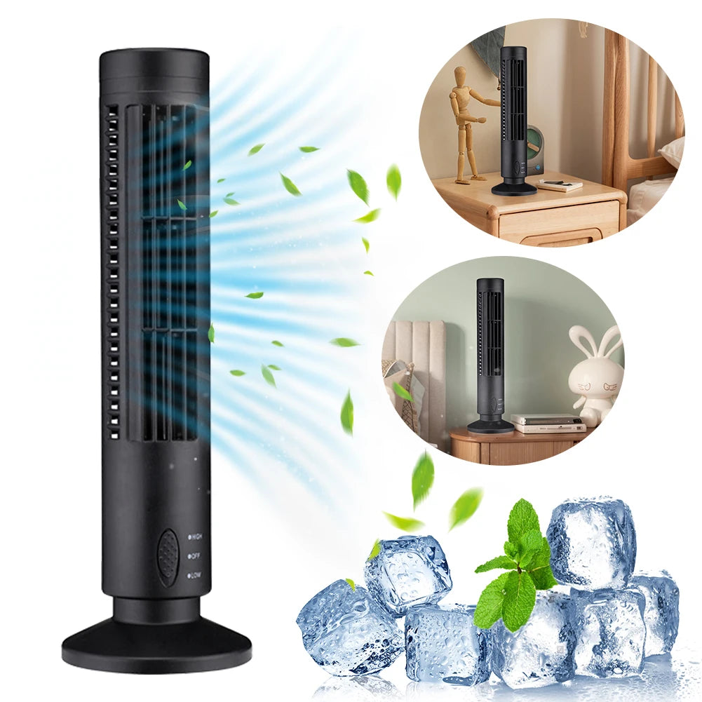 LED Tower Fan Bladeless Tower Fan 90 Degree Oscillating Quiet Portable USB Electric Desk Fan