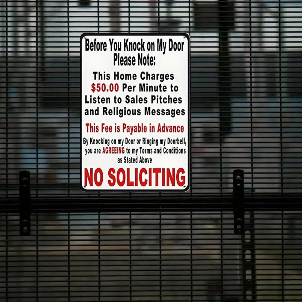1PC "No Soliciting" Humorous Tin Sign - Life Philosophy Design For Doorway & Office Decor, Satirical Gift