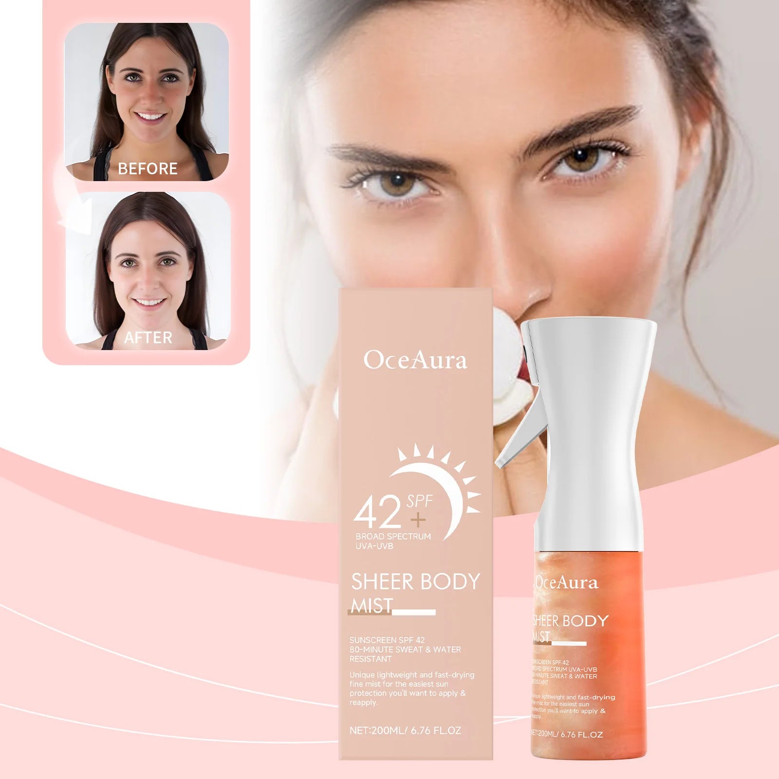 Sunscreen Spray Hyaluronic acid Body Sun Block Isolation Mist Lasting UV Protector