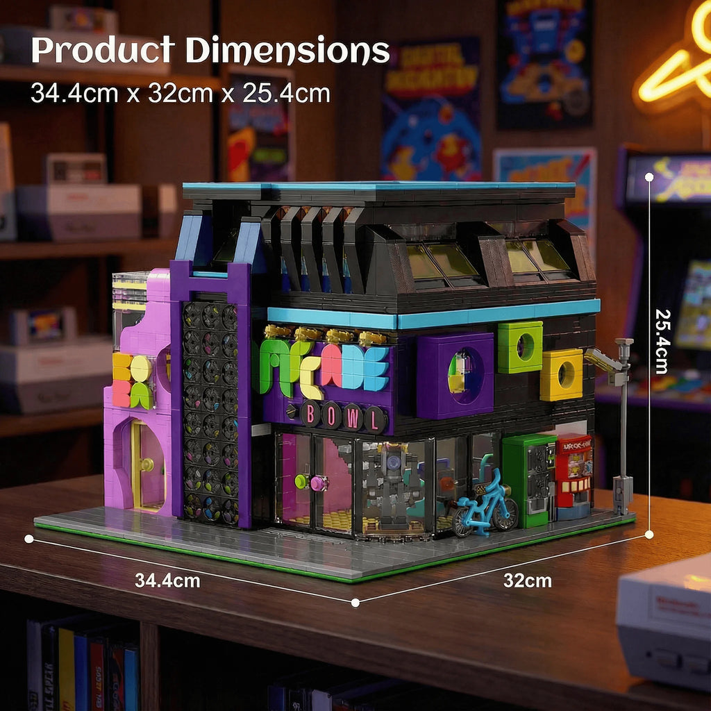 Arcade Room Cyberpunk Building With Lighting City Architecture Modular Building Blocks Assembly Model Kit 2600PCS