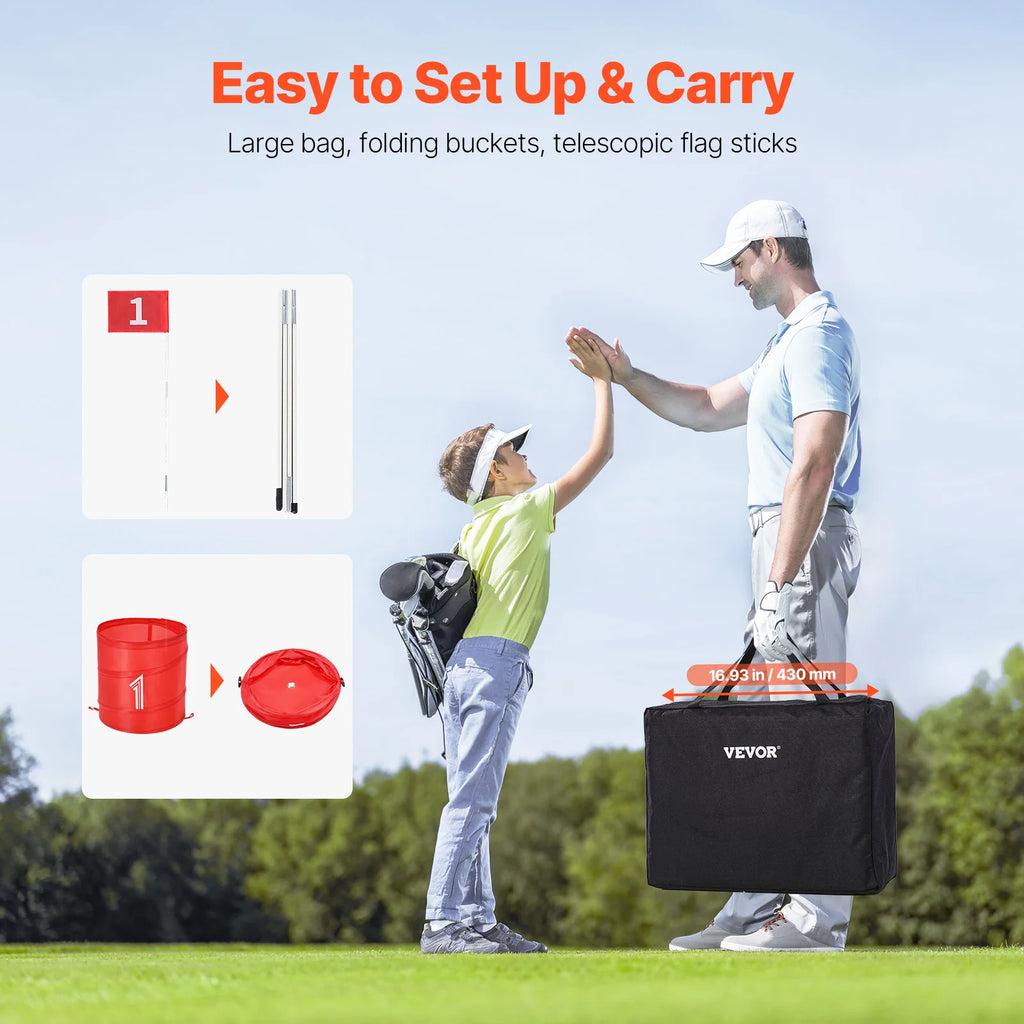 3/6/9 Hole Kids Backyard Golf Game Portable Bucket Golf Course Practice Chipping Games