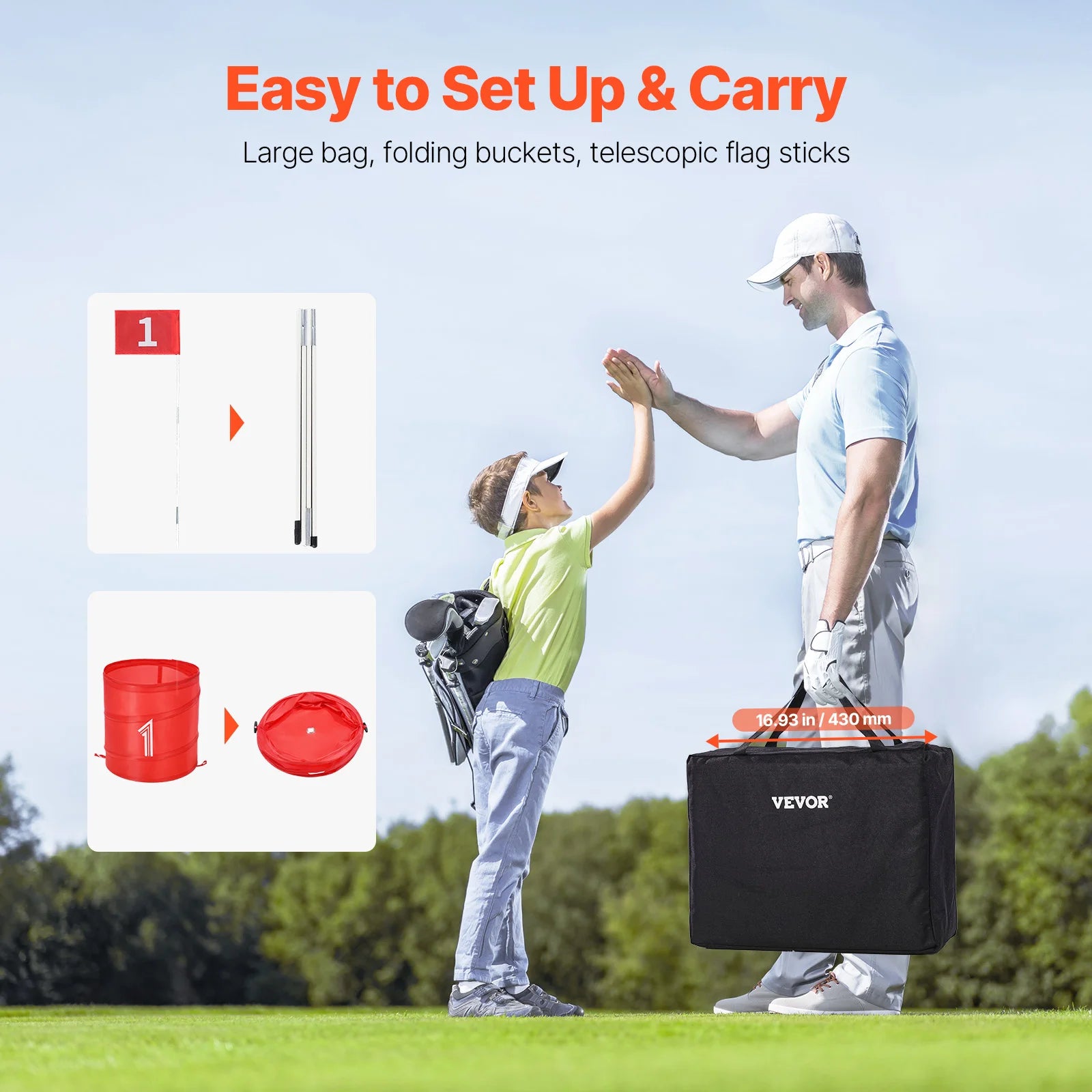 3/6/9 Hole Kids Backyard Golf Game Portable Bucket Golf Course Practice Chipping Games