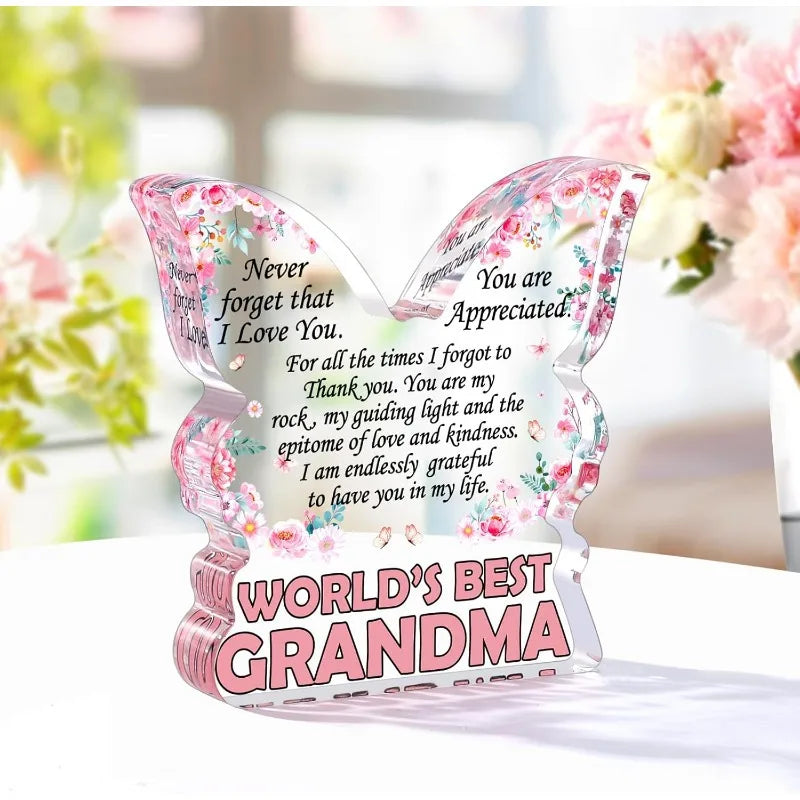 Butterfly Grandma Plaque - Heartfelt Gift from Granddaughter for Christmas & Mother's Day