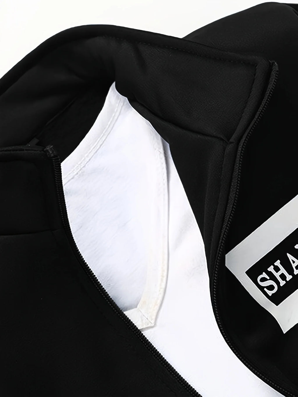 Printed Letter Reversible Collar Casual Sport Jacket Set