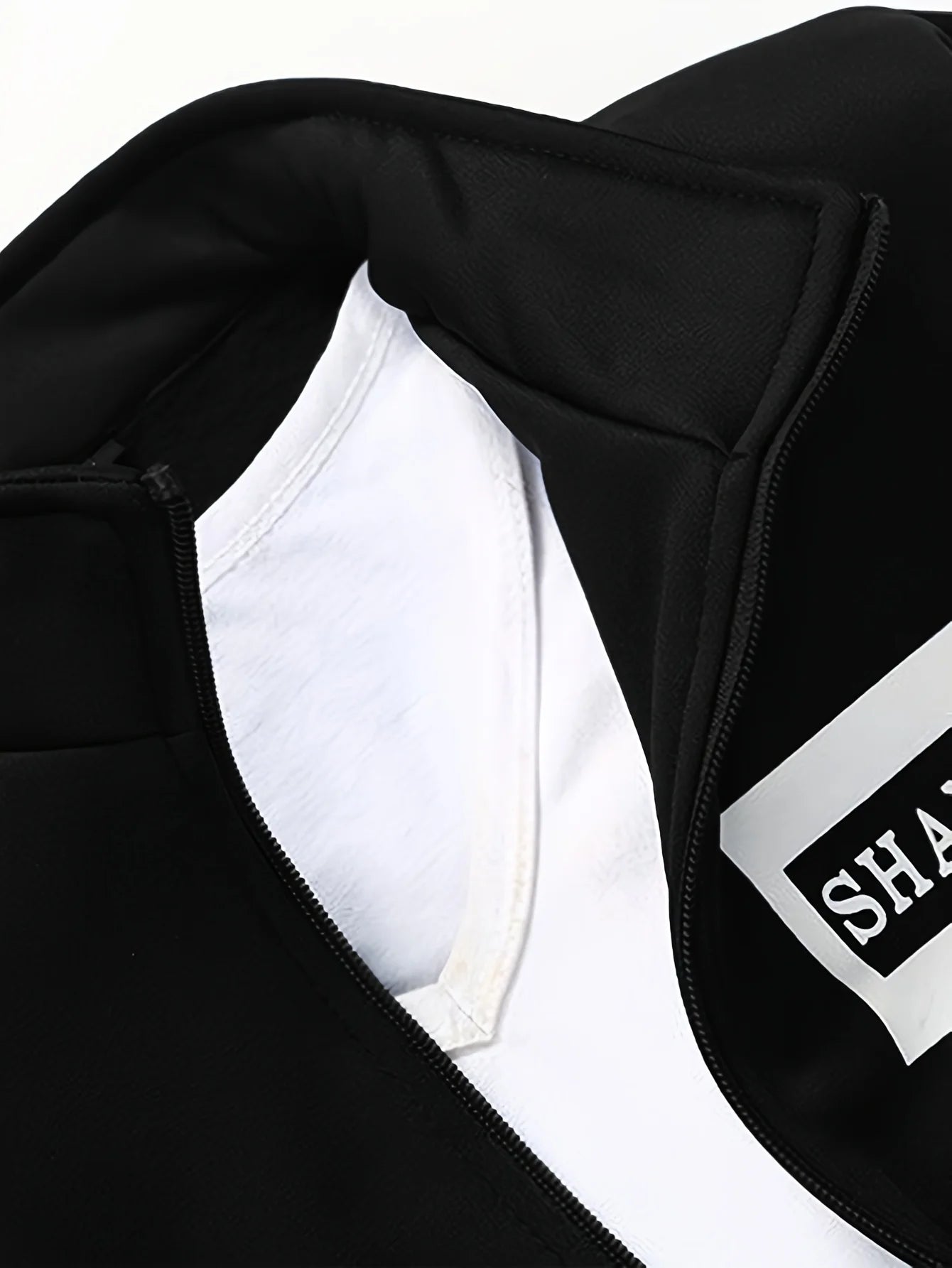 Printed Letter Reversible Collar Casual Sport Jacket Set