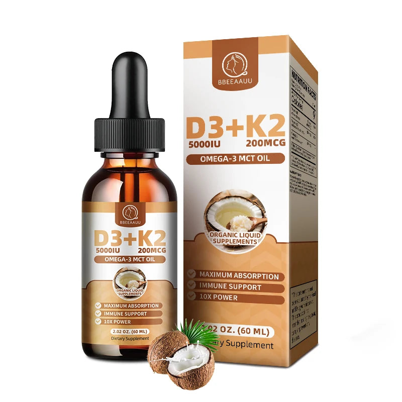 D3K2 Vitamin D and K with Omega 3 Supports Calcium Absorption, Bone, Immune and Heart ,Joint Health