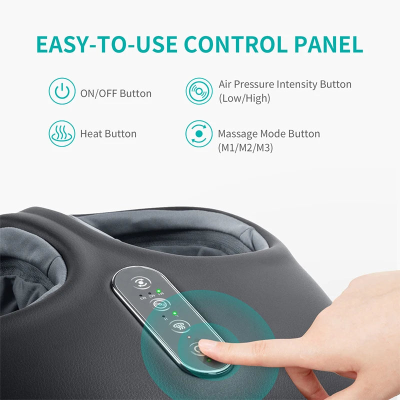 Shiatsu Foot Massager Machine Deep Kneading with Heat Air Compression Roller Vibration