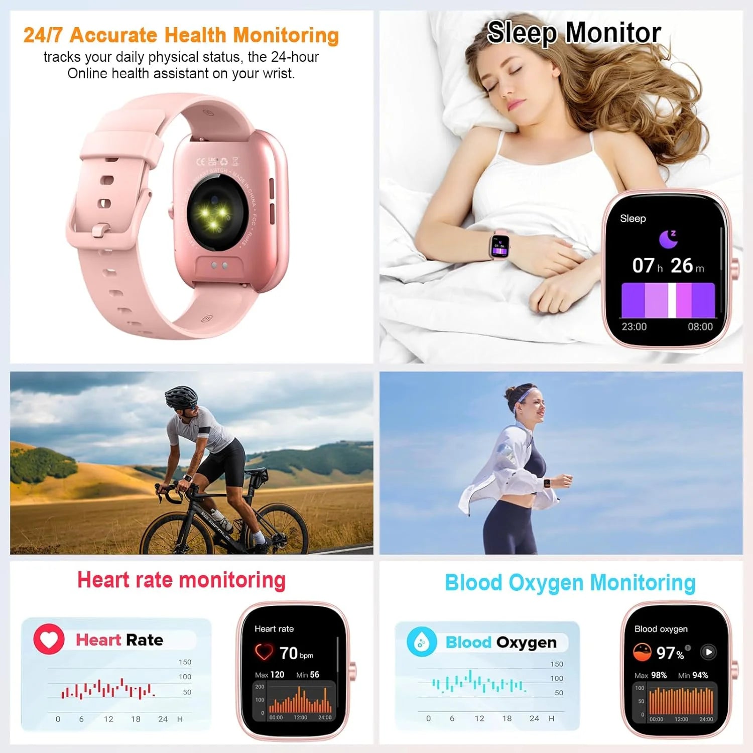 Smart Watch, 1.91" Smartwatch, IP68 Waterproof Fitness Tracker, 110+ Sport Modes