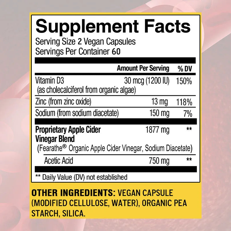 Organic Apple Cider Vinegar Capsules, Detox Cleanse, Weight Management, Ketogenic Diet for Men and Women