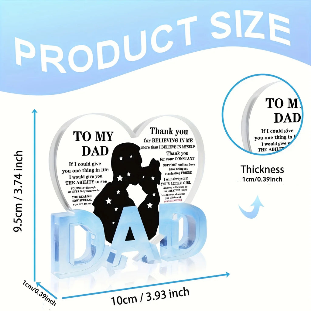 Dad Gifts from Daughter, Thank You Dad Gifts Acrylic Heart Plaque Gifts