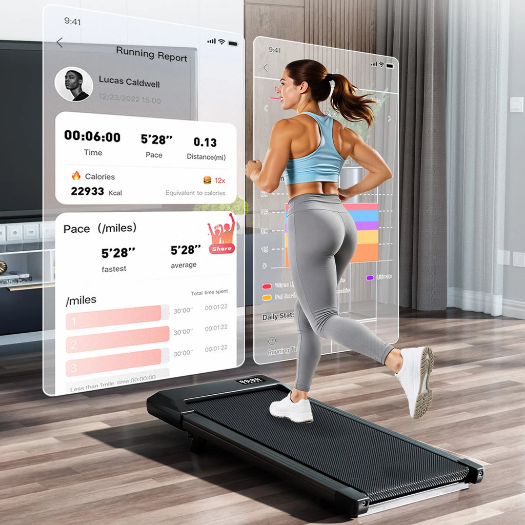 Foldable 6% Slope Under Desk Treadmills 2.5 HP Quiet Portable Remote Control LED Display 300LBS