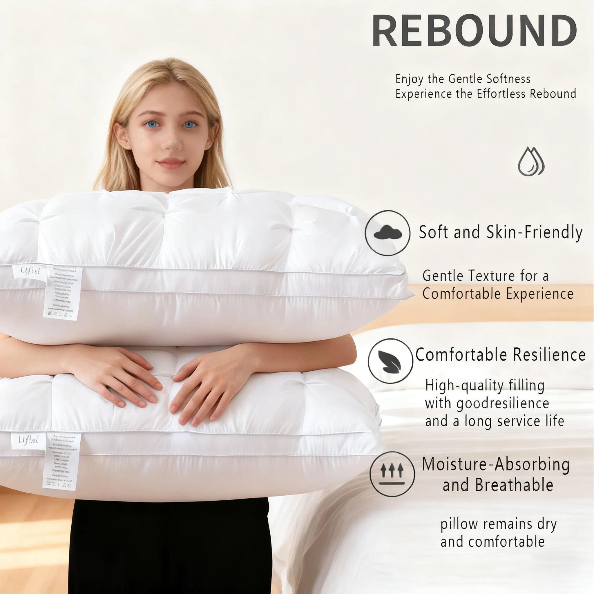 2-Pack Premium 5-Star Hotel Pillows for All Sleeping Positions,Year-Round Comfort,Ultra-Soft Machine-Washable Pillows