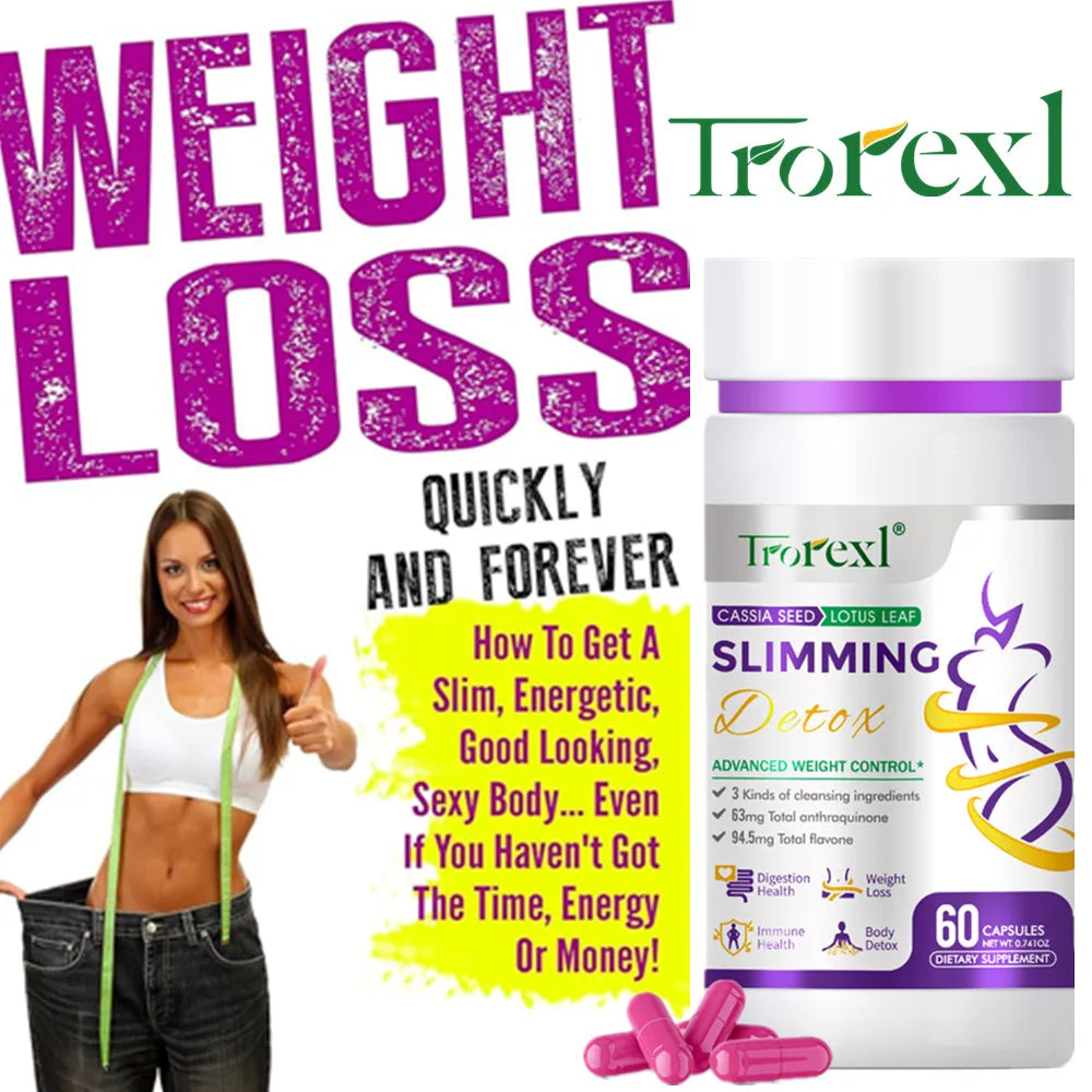 [60 Caps] Cassia Seed & Lotus Weight Loss Pills - Natural Fat Burner for Women | Clinically Tested Formula Safe Slimming Aid