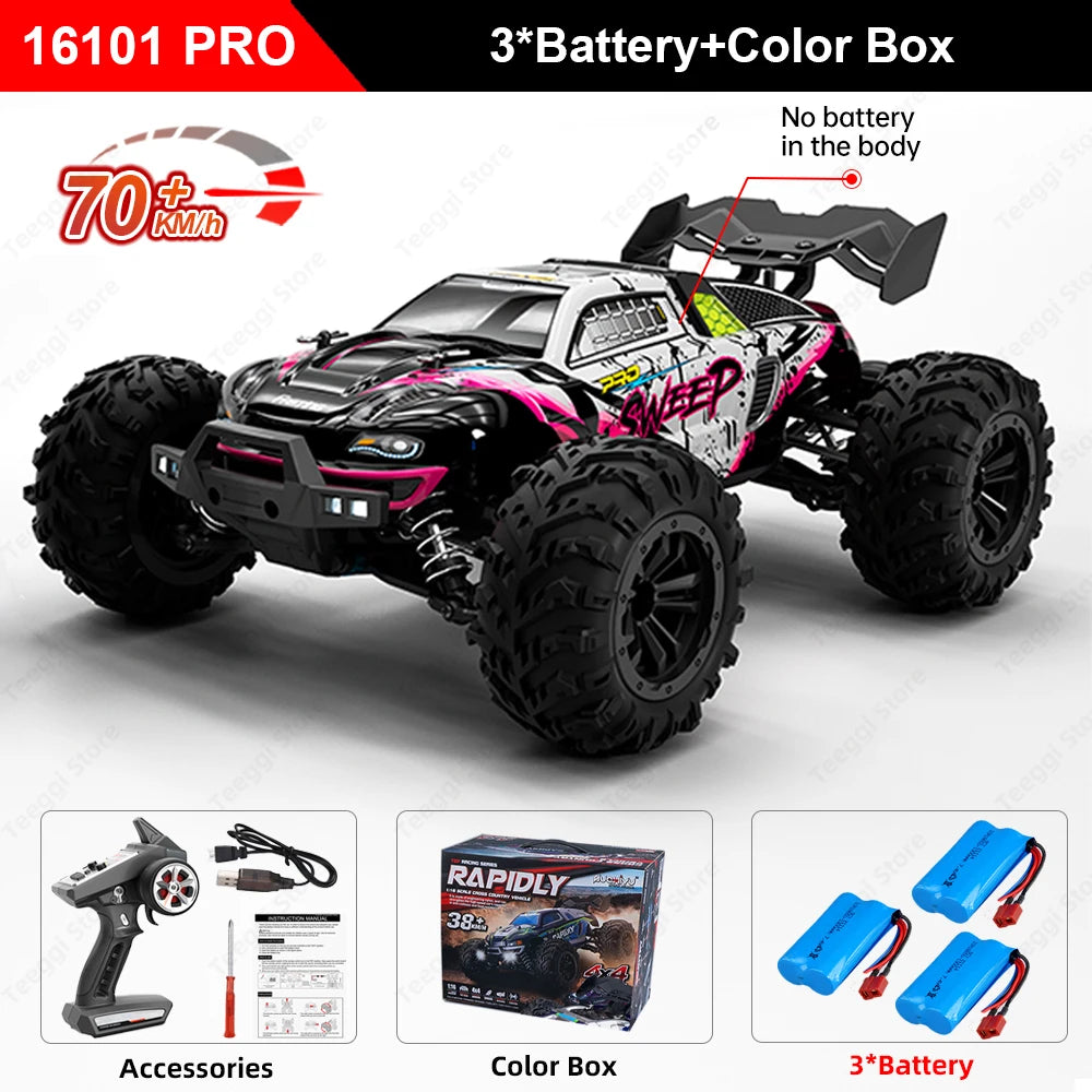 PRO 1:16 High Speed RC Car With LED Light Drift 70KM/H 4WD RC Off-Road Car Monster Truck