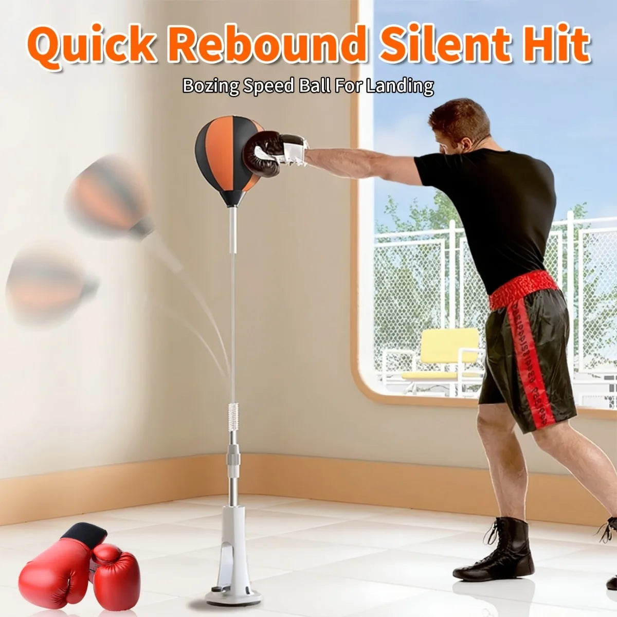 Indoor Reaction Punching Ball with Suction Cup, Adjustable Speed Training Ball