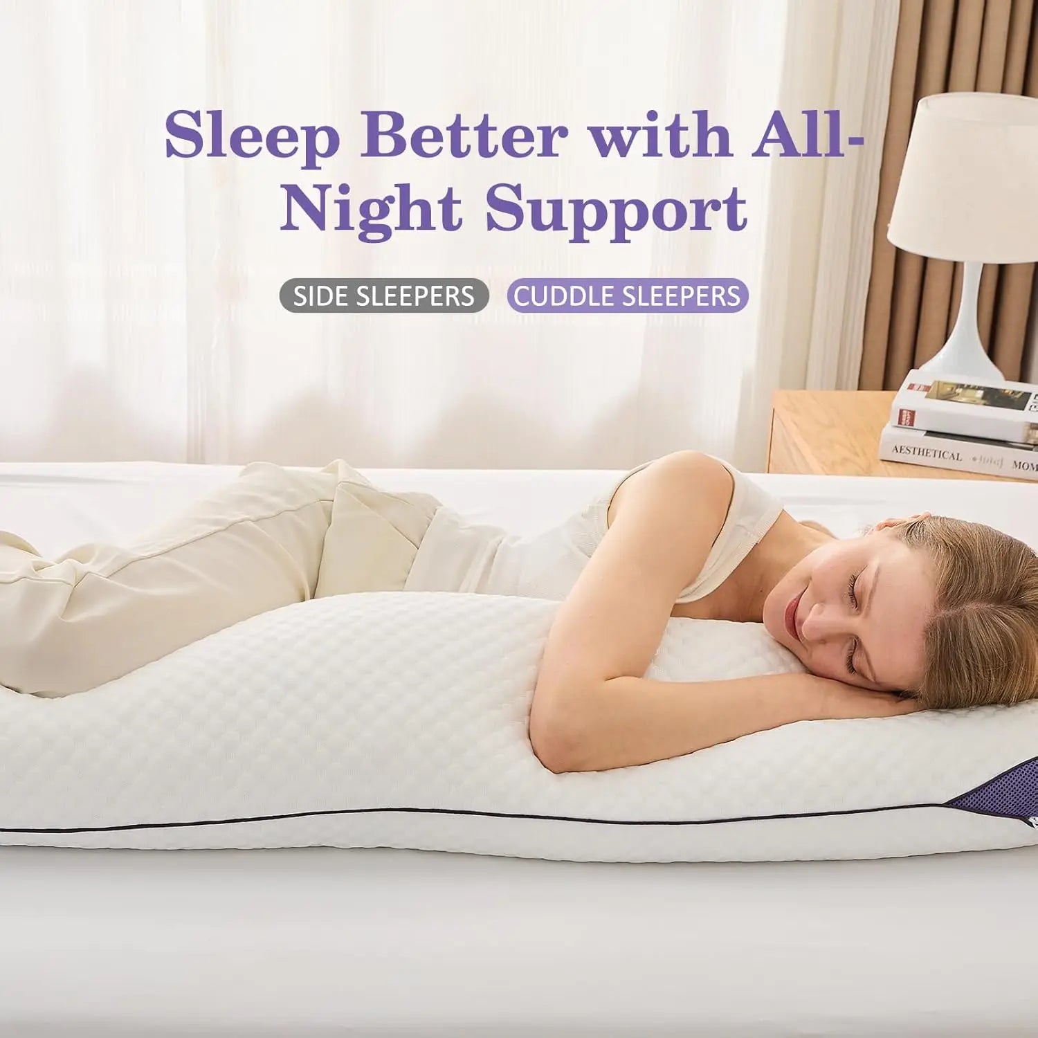 Adjustable Cooling Memory Foam Body Pillow with Washable Cover, Full Support for Side Sleepers, Back & Leg Comfort