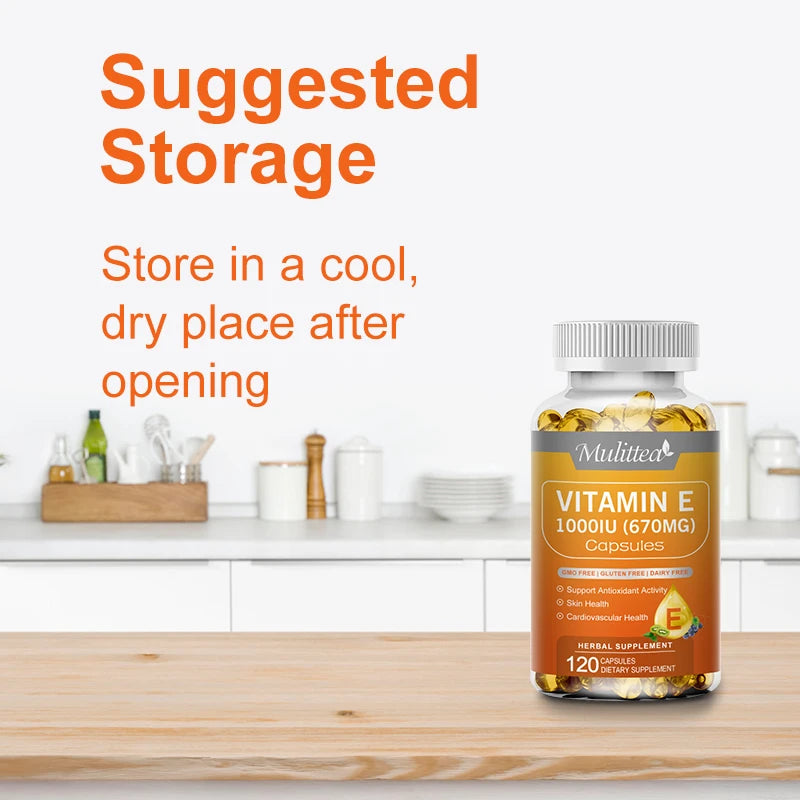 Vitamin E Capsules Helps Blood Birculation and Antioxidant &Brightens Skin Tone Daily Vitamin Supplement Beauty Health