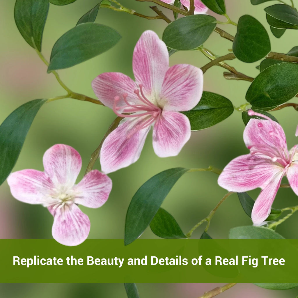 Realistic Pink Blossom Faux Tree with UV-Resistant Leaves