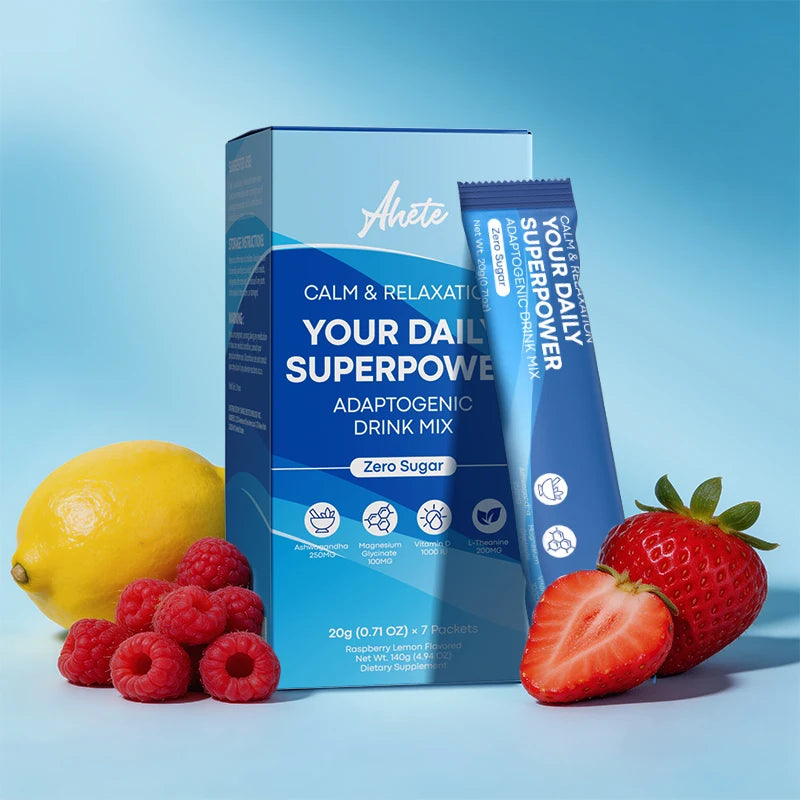 Drink Mix Powder with Ashwagandha, Magnesium, L-Theanine - Stress Relief, Calm Focus, Sleep Support,Sugar-FREE