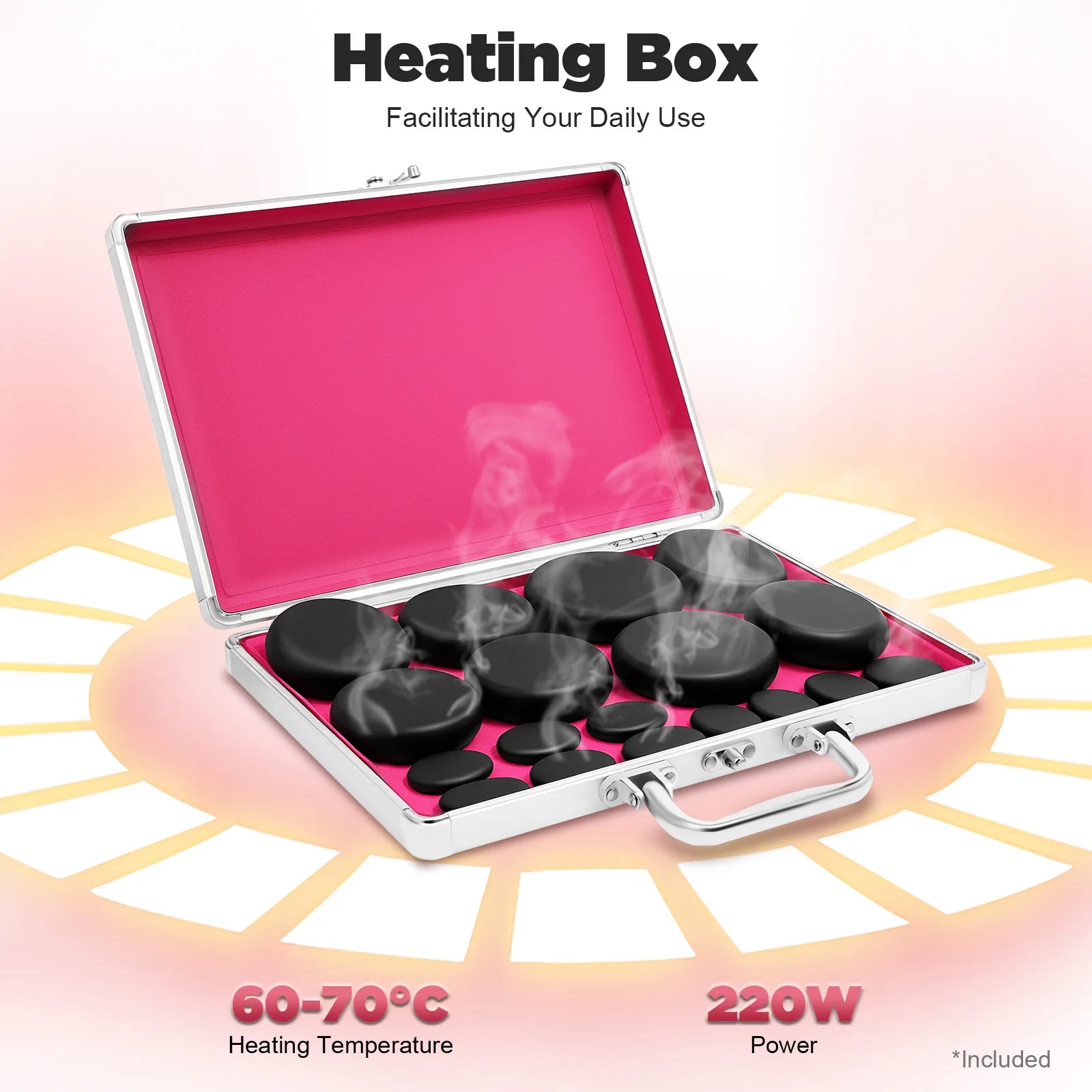 Professional Hot Stone Massage Kit with Heater, 20pcs Natural Volcanic Basalt Stones