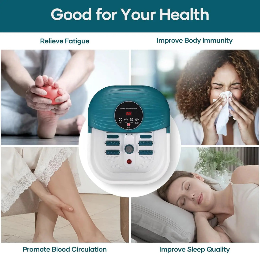 Collapsible Heated Foot Spa with Bubble Massage, Adjustable Temperature & Timer