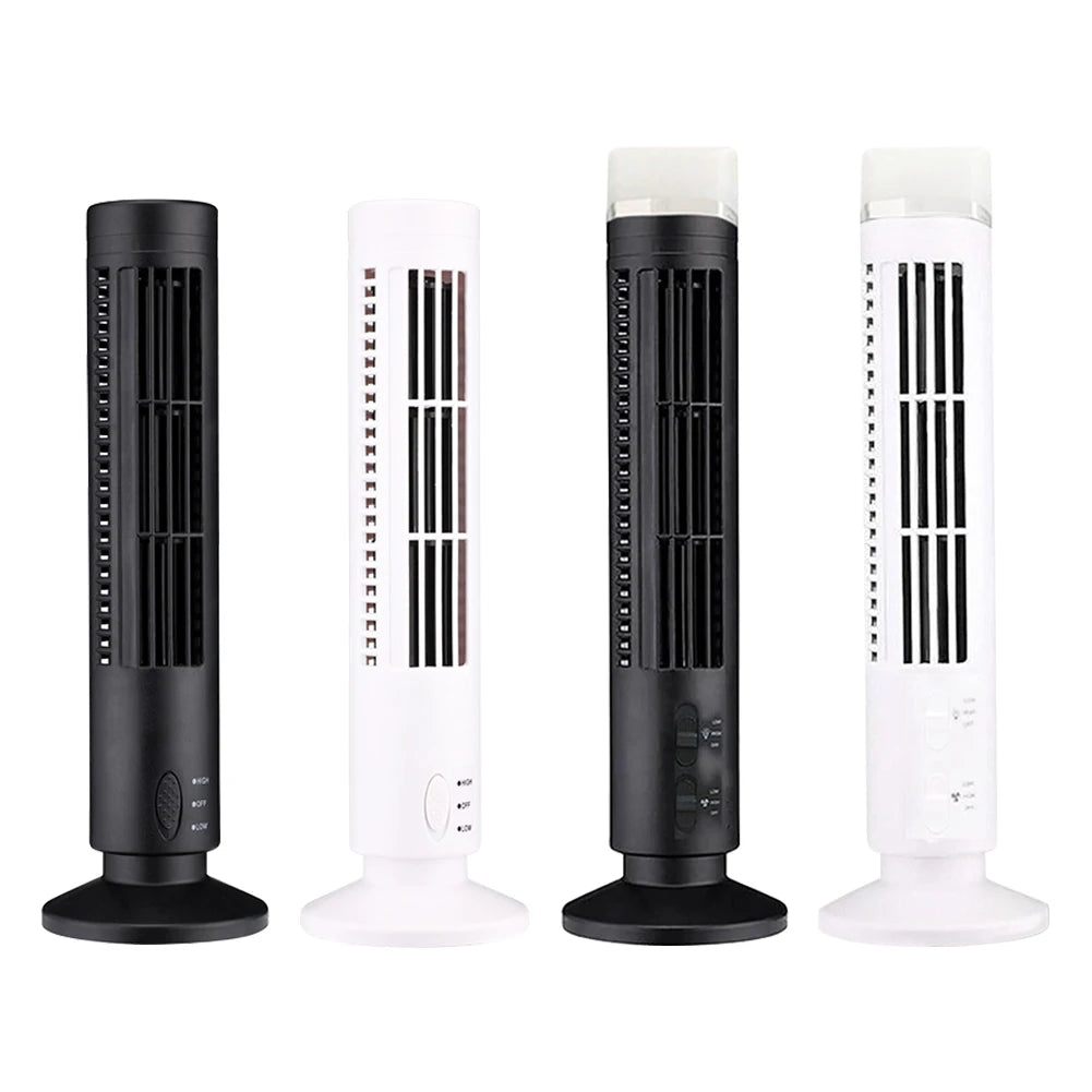 LED Tower Fan Bladeless Tower Fan 90 Degree Oscillating Quiet Portable USB Electric Desk Fan