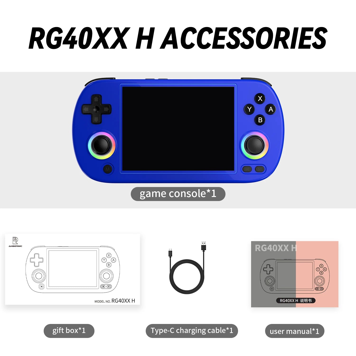 Handheld Game Console 4'' Screen Linux System Joystick Lighting Effect