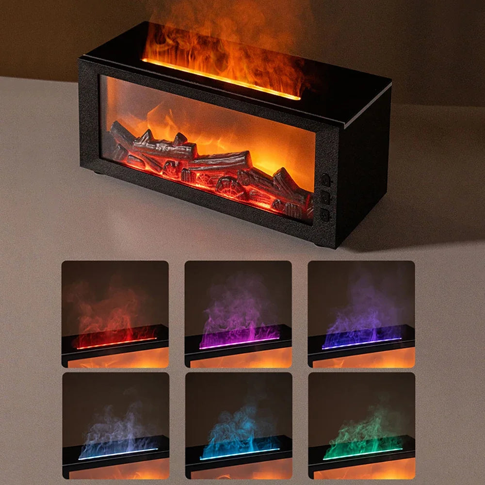 Essential Oils Humidifier with LED Light 4In1 Fireplace Air Humidifier Type C Rechargeable Aroma Diffuser