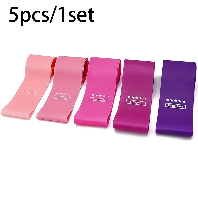 5 Piece Exercise Resistance Bands, Latex Loop Set. For Strength Training