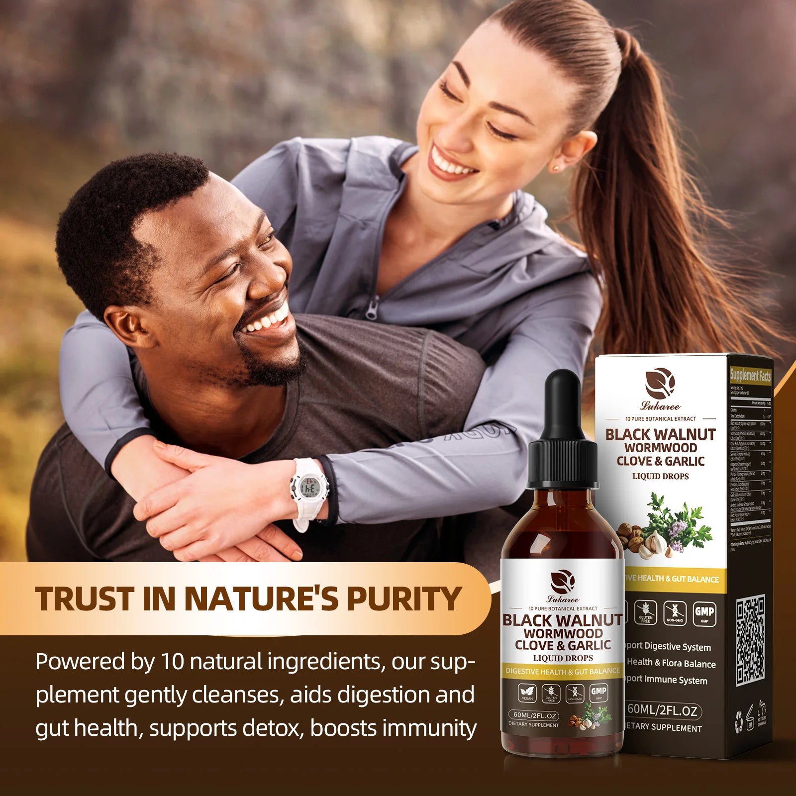 Black Walnut Drop with Wormwood Clove & Garlic Support Digestion and Immune Health 60ml