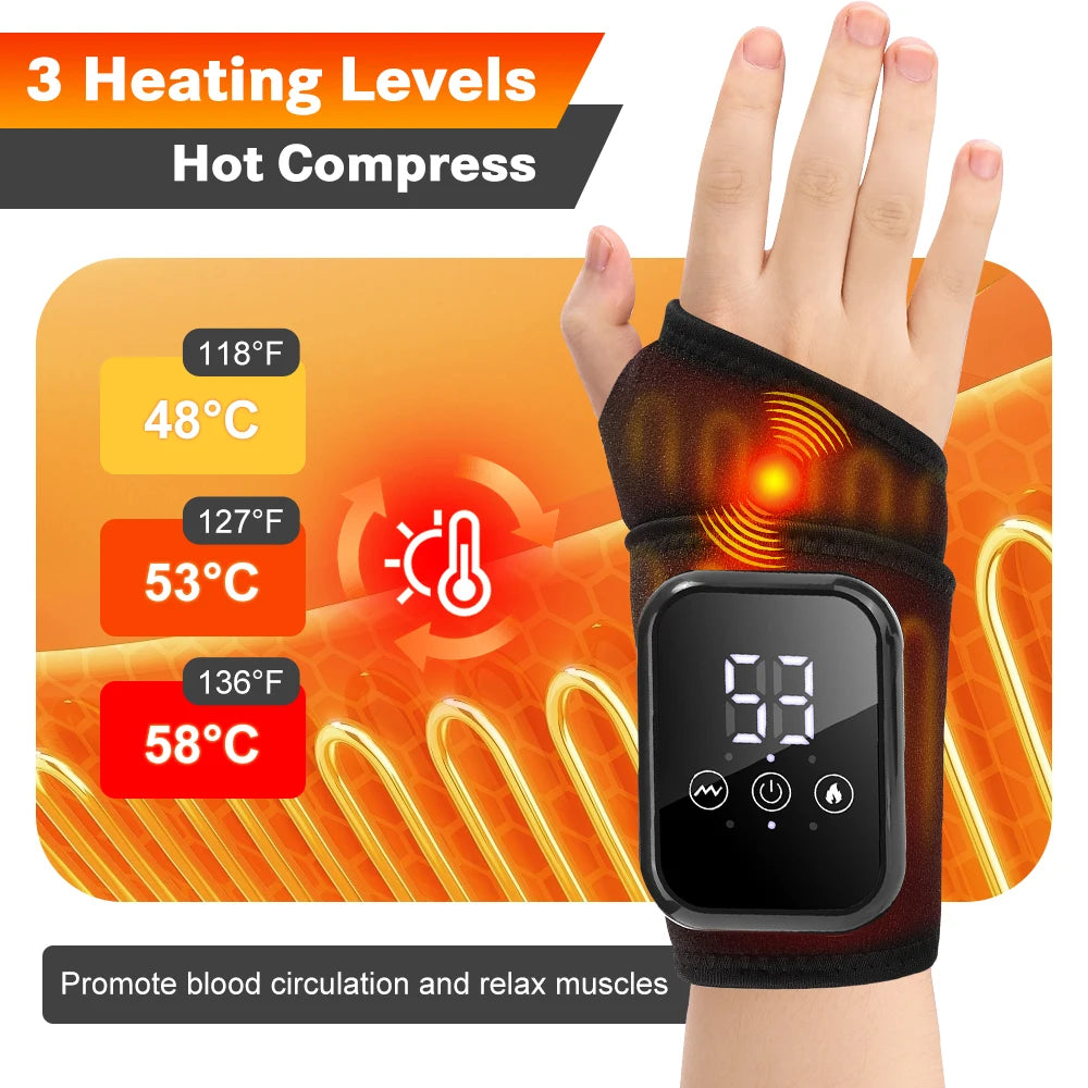 Electric Heating  Wrist Brace Protector Wrap Vibration Massage Tenosynovitis Carpal Tunnel Fatigue Relief